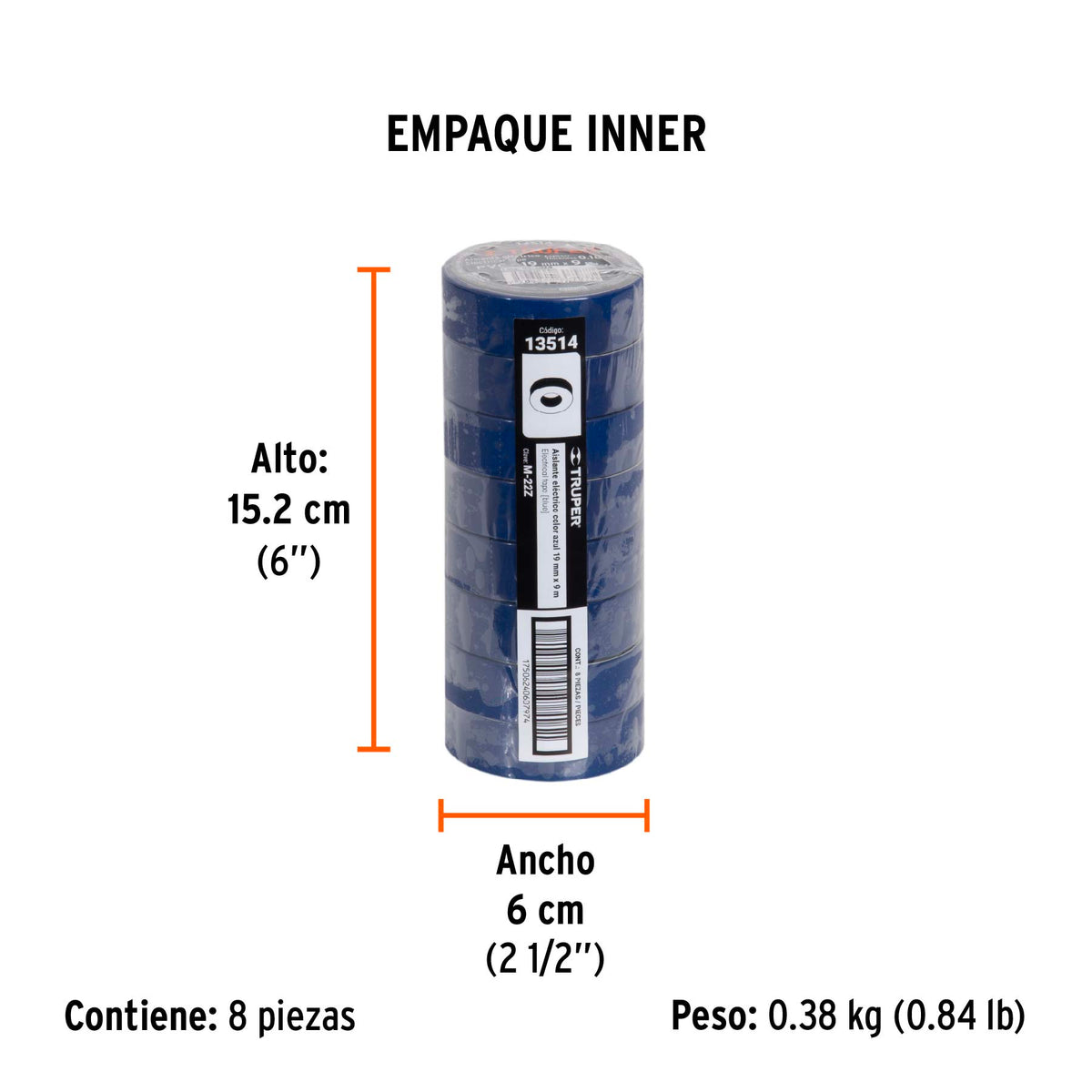 Cinta de aislar azul 19 mm x 9 m