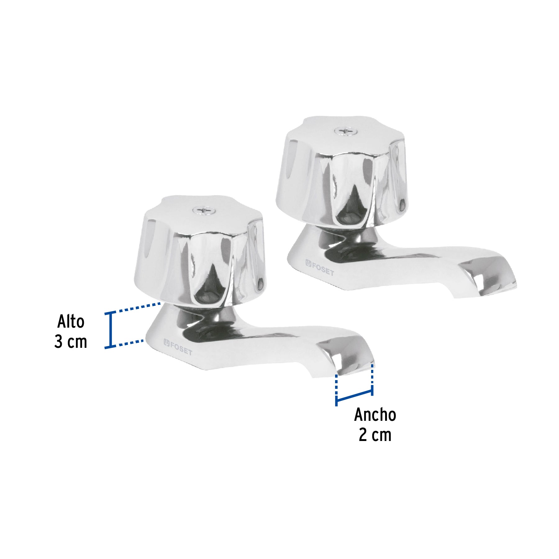 Juego 2 llaves para lavabo, manerales hexagonal, Basic