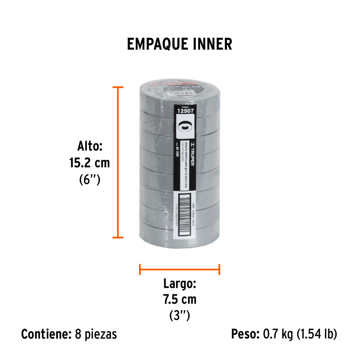 Cinta de aislar # 33, 18m, gris
