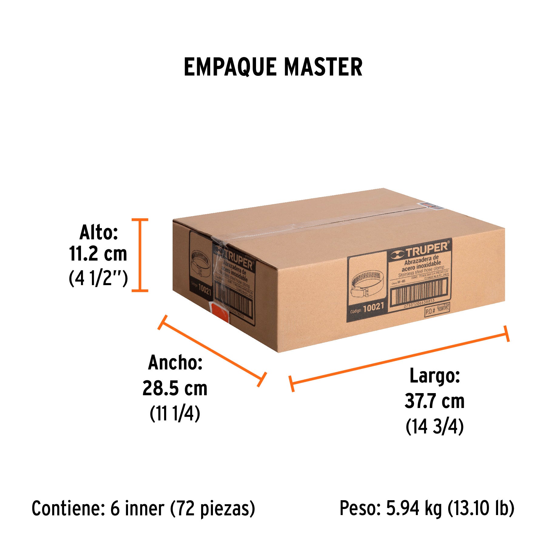 Abrazadera 4 de acero inoxidable, bolsa con 4 pzas