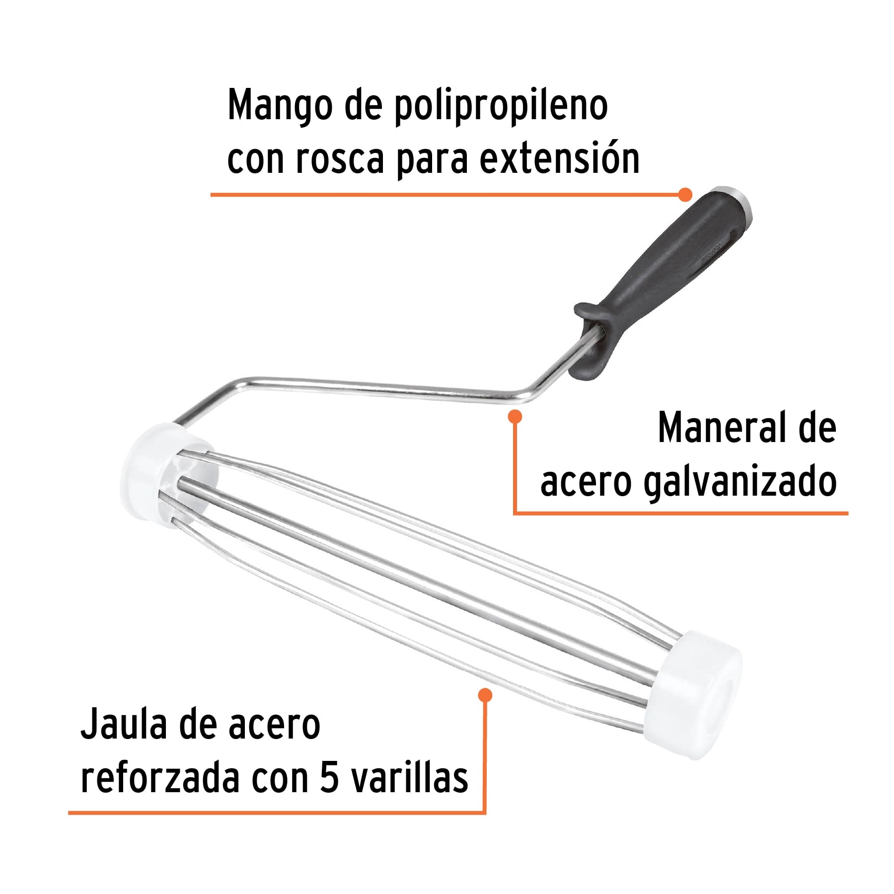 Maneral para rodillo para pintar 9" x 37 mm