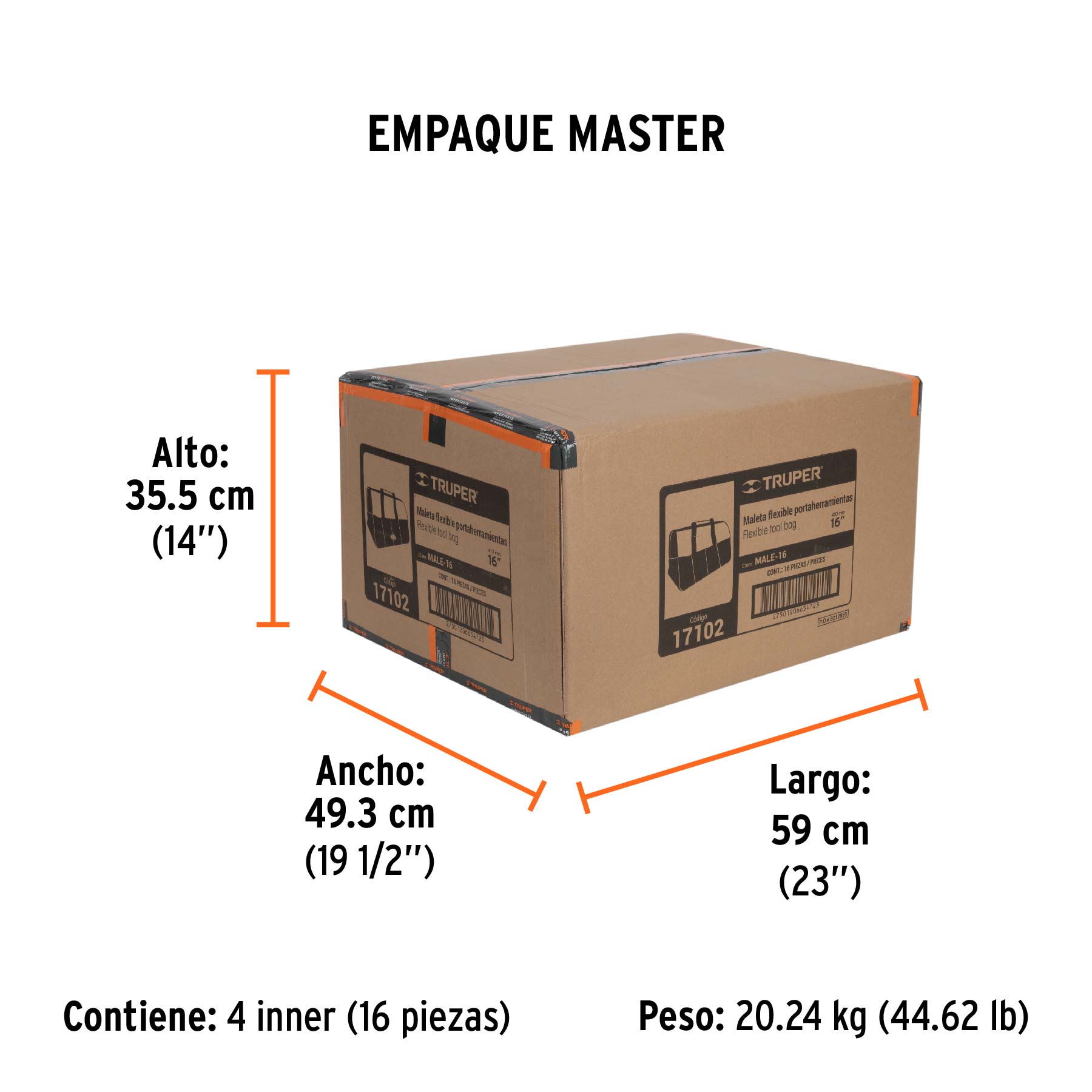 Maleta flexible portaherramienta de 16"