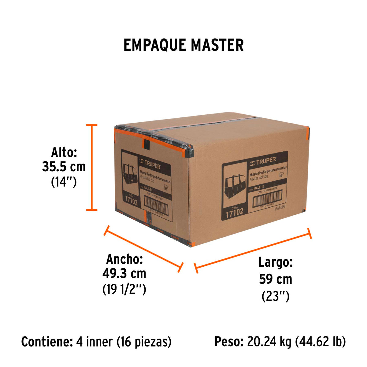 Maleta flexible portaherramienta de 16"