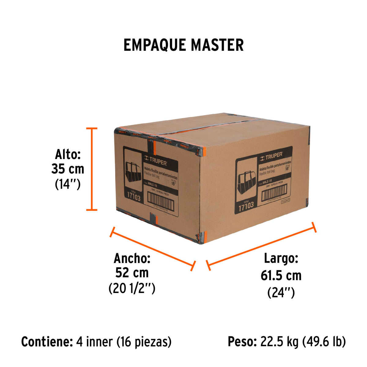 Maleta flexible portaherramienta de 18"