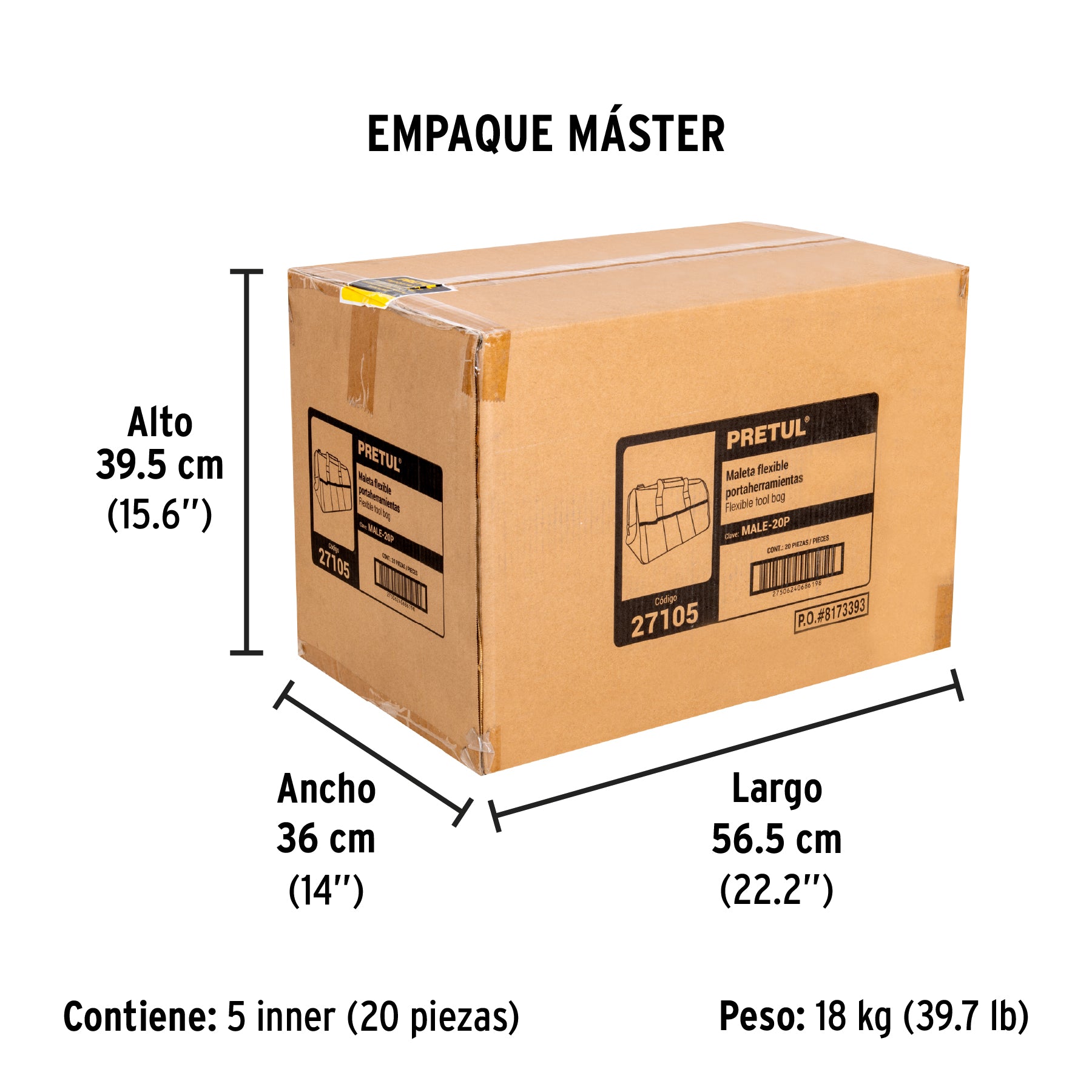 Maletín portaherramientas 20', Pretul