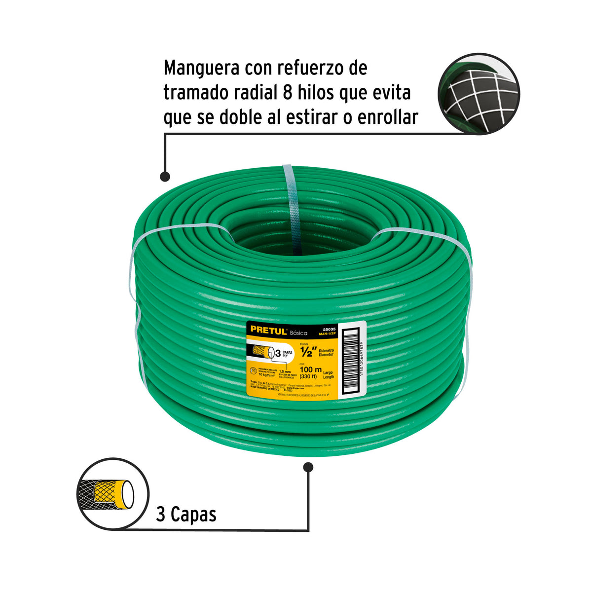 Manguera 1/2", 100 m, Pretul