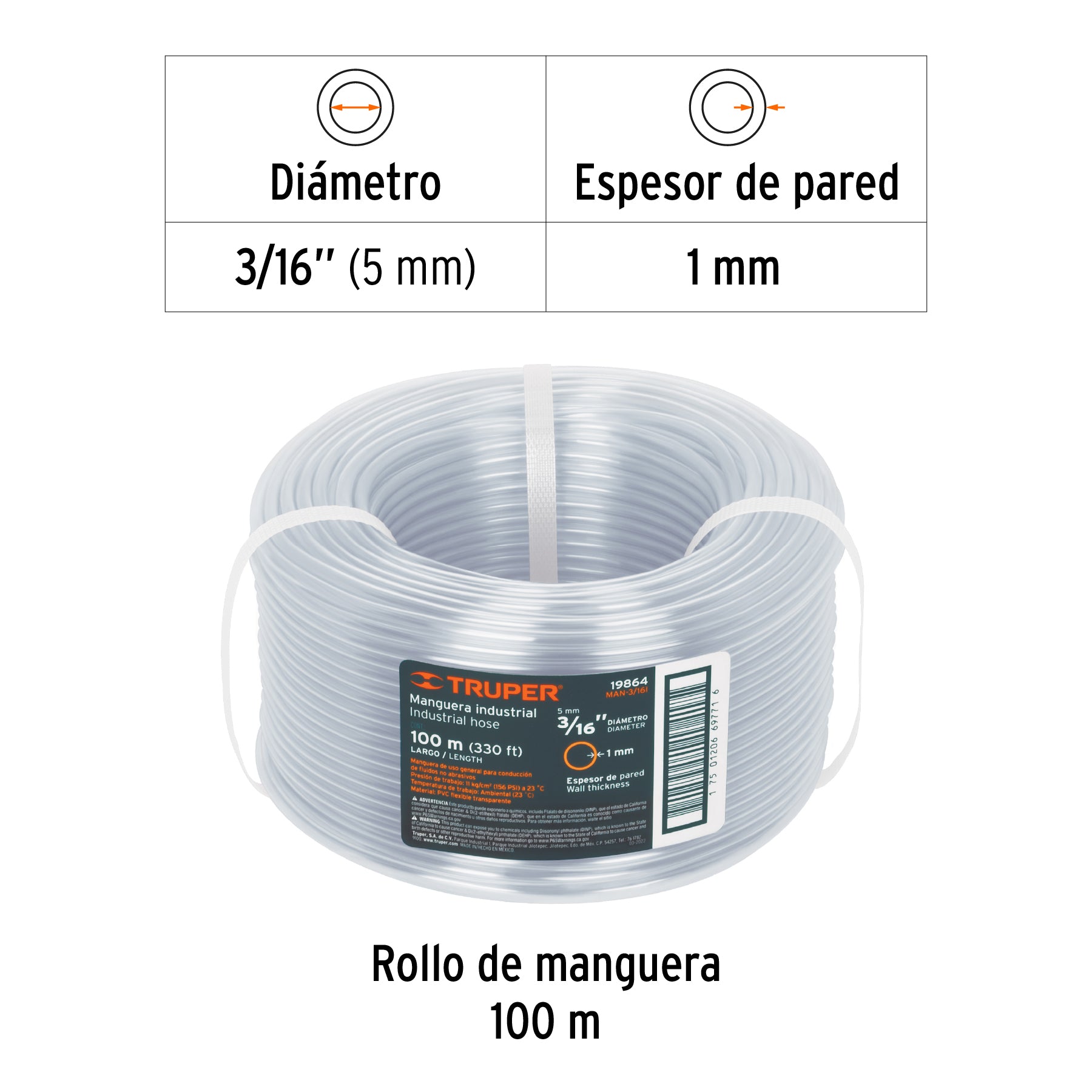 Manguera 3/16", industrial