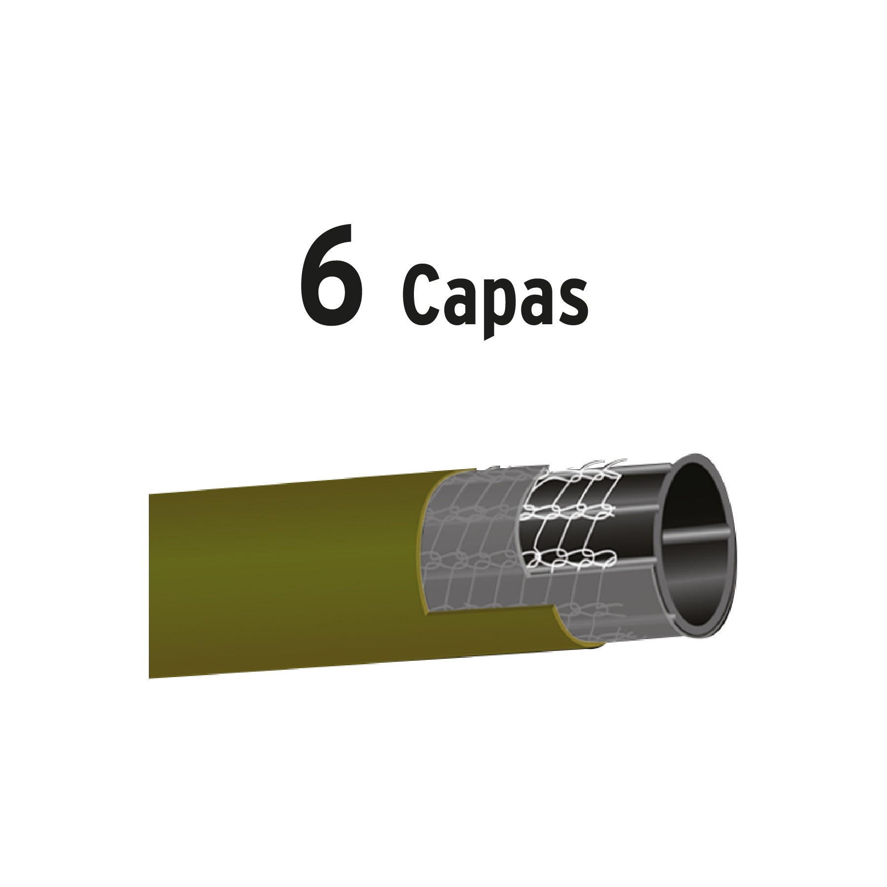 Manguera 5/8", flujo continuo,6 capas, conexiones metal, 30m
