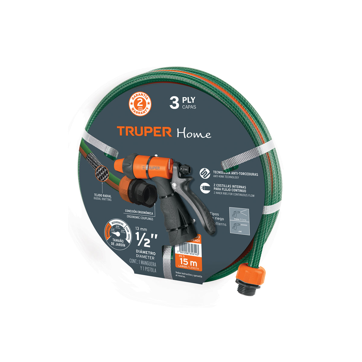Combo de manguera MAN-15X1/RE y pistola PR-401, 15 m