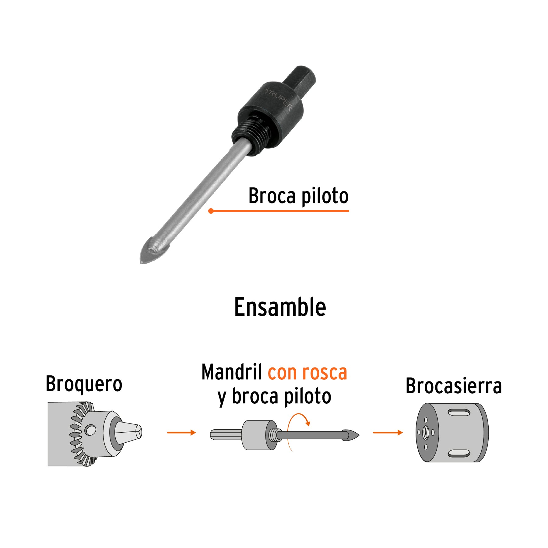 Mandril 3/8' para brocasierra diamante