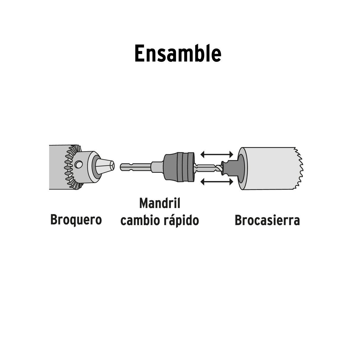 Mandril de cambio rápido con adaptadores y broca, Truper