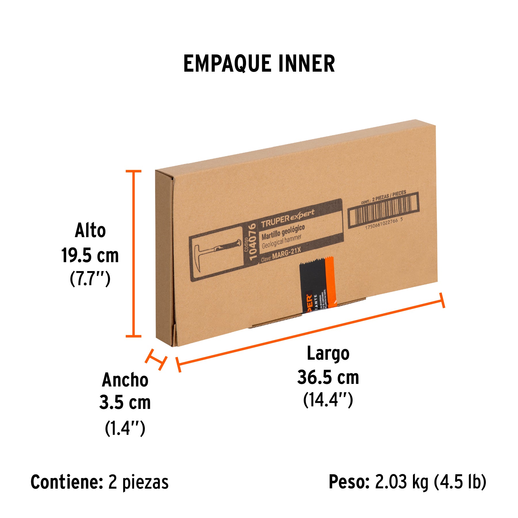Martillo geológico profesional , 21 oz, mango TPR, EXPERT