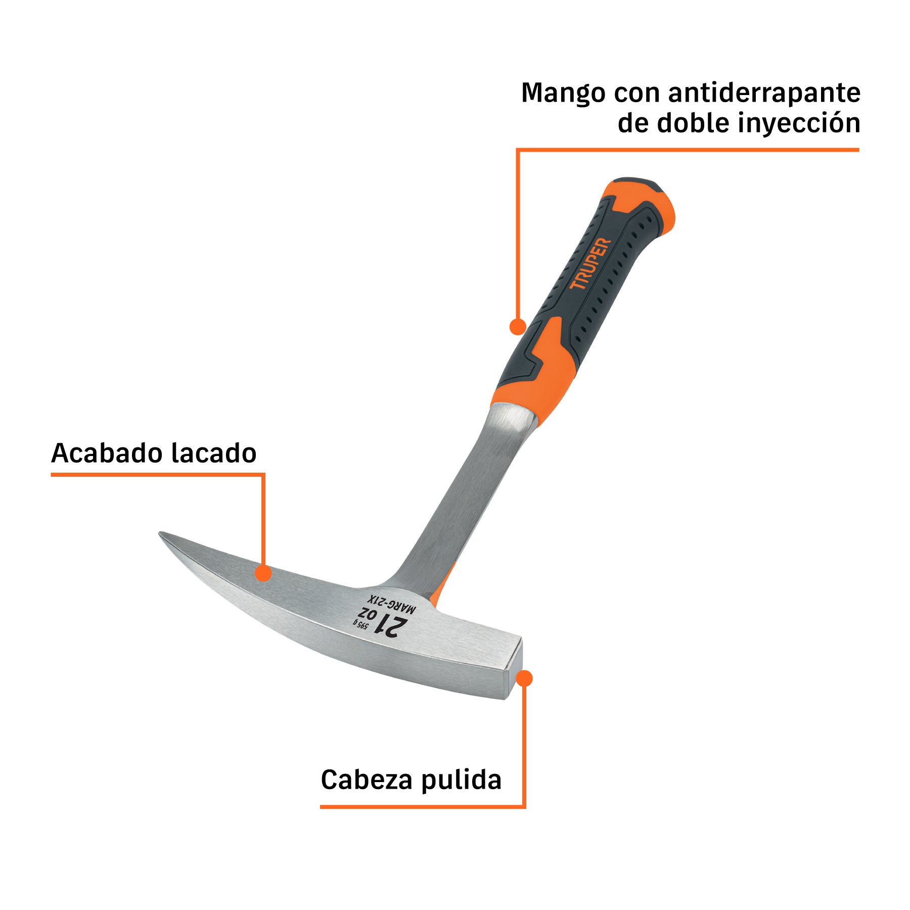 Martillo geológico profesional , 21 oz, mango TPR, EXPERT