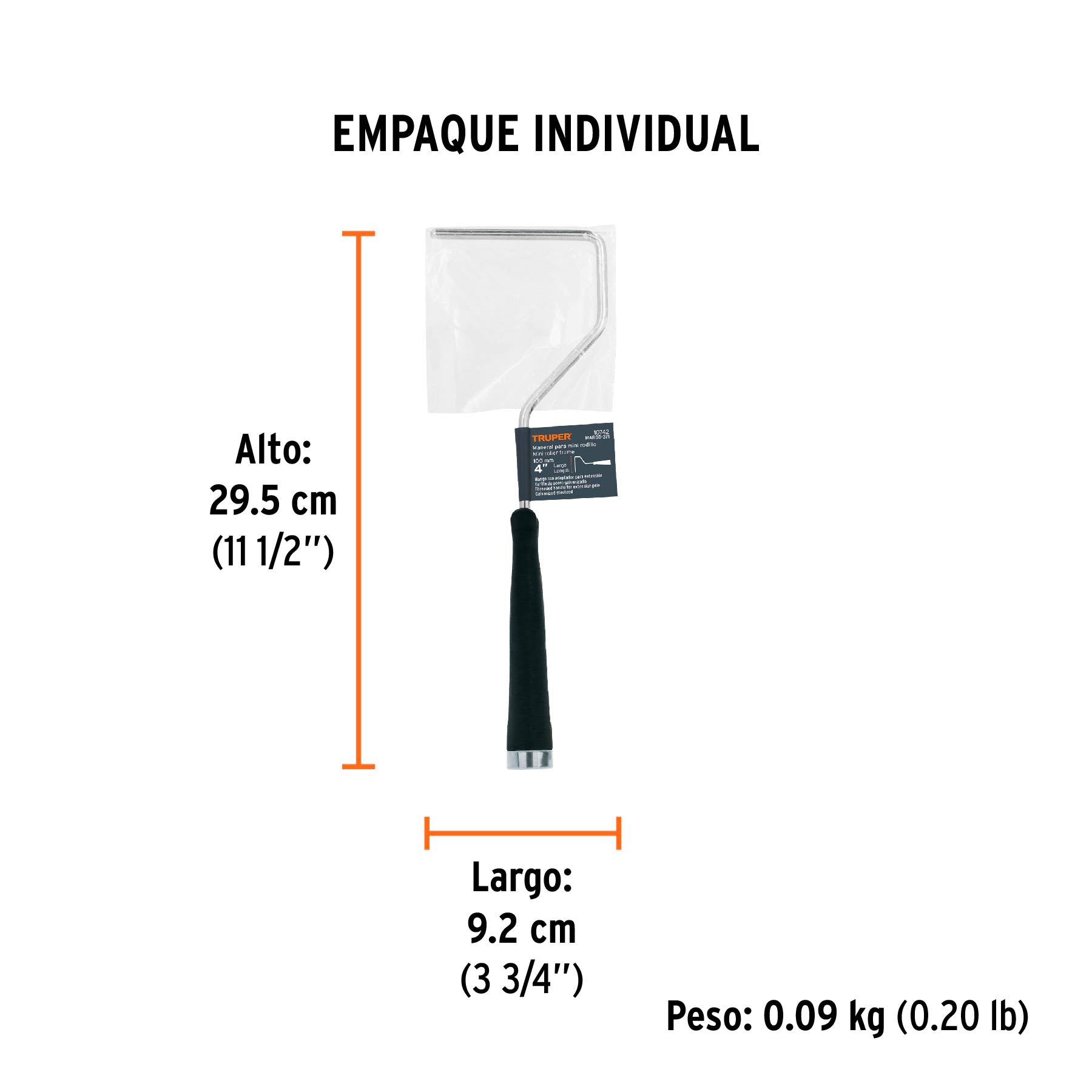 Maneral para mini-rodillo, 4" x 7 mm