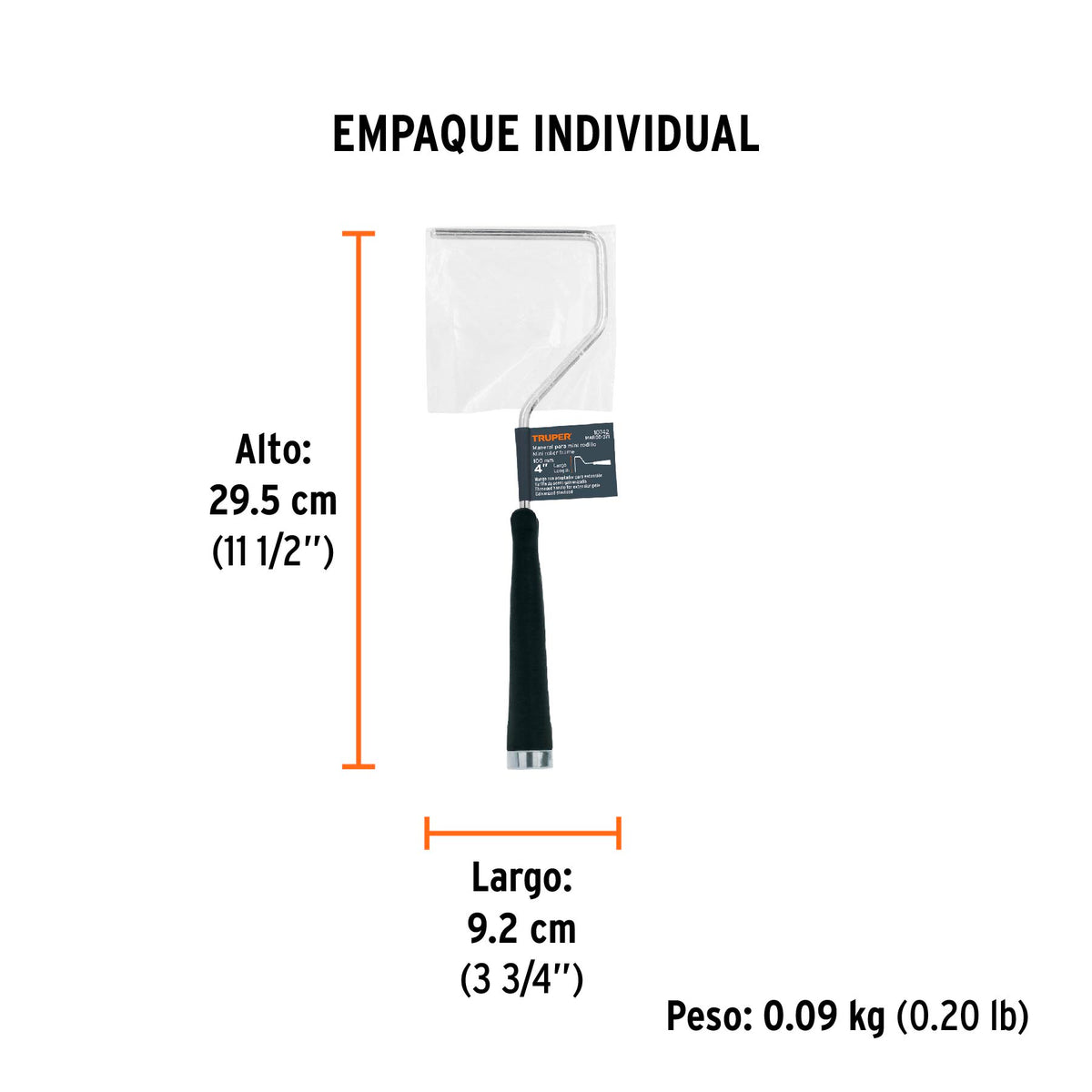Maneral para mini-rodillo, 4" x 7 mm