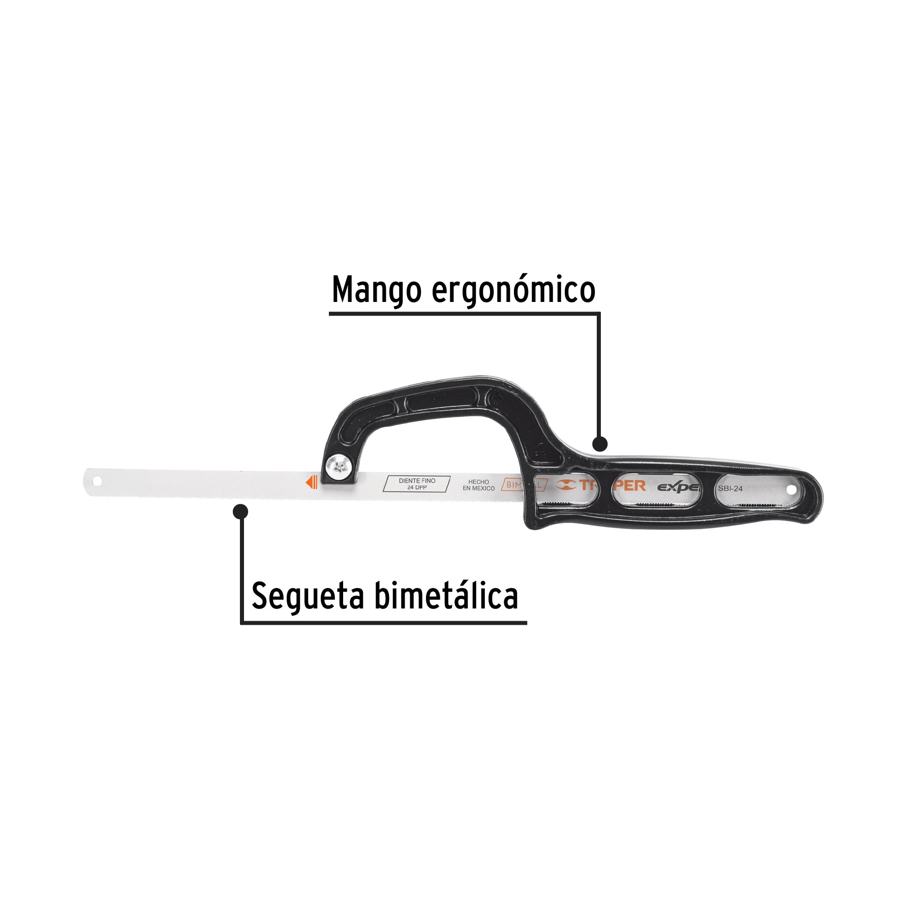 Mini arco de plástico para segueta 12", pretul