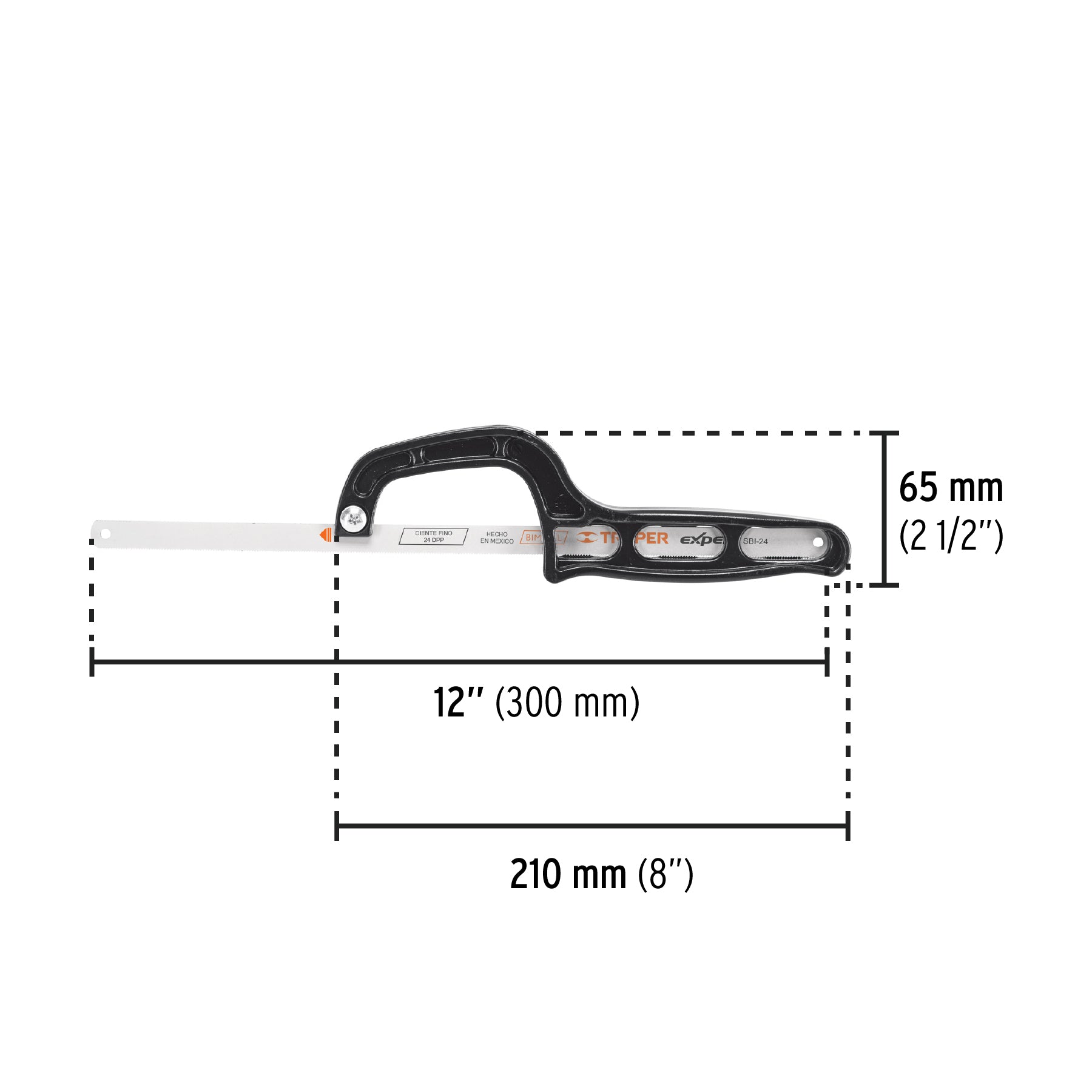 Mini arco de plástico para segueta 12", pretul