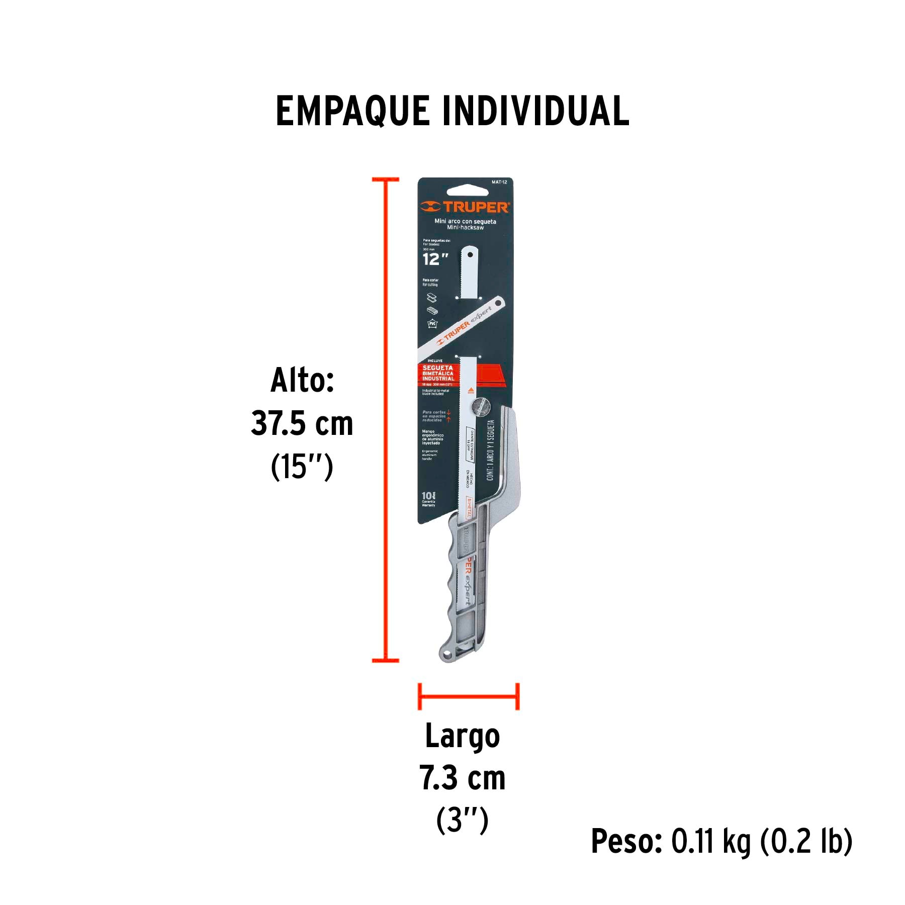 Mini arco de aluminio para segueta 12"