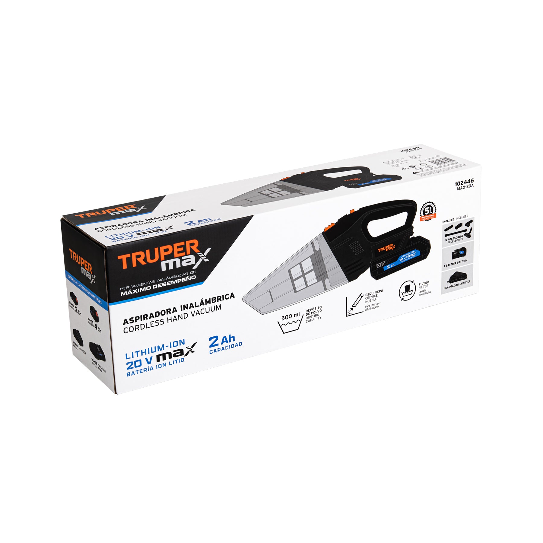 Aspiradora inalámbrica, 20V, Truper MAX
