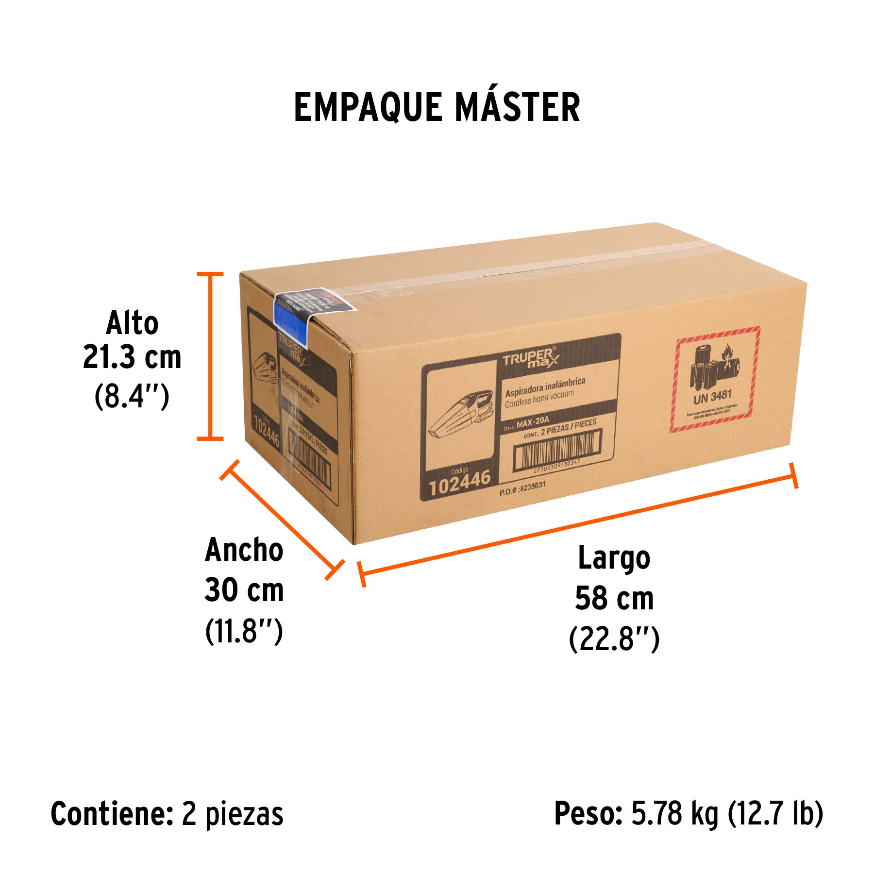 Aspiradora inalámbrica, 20V, Truper MAX