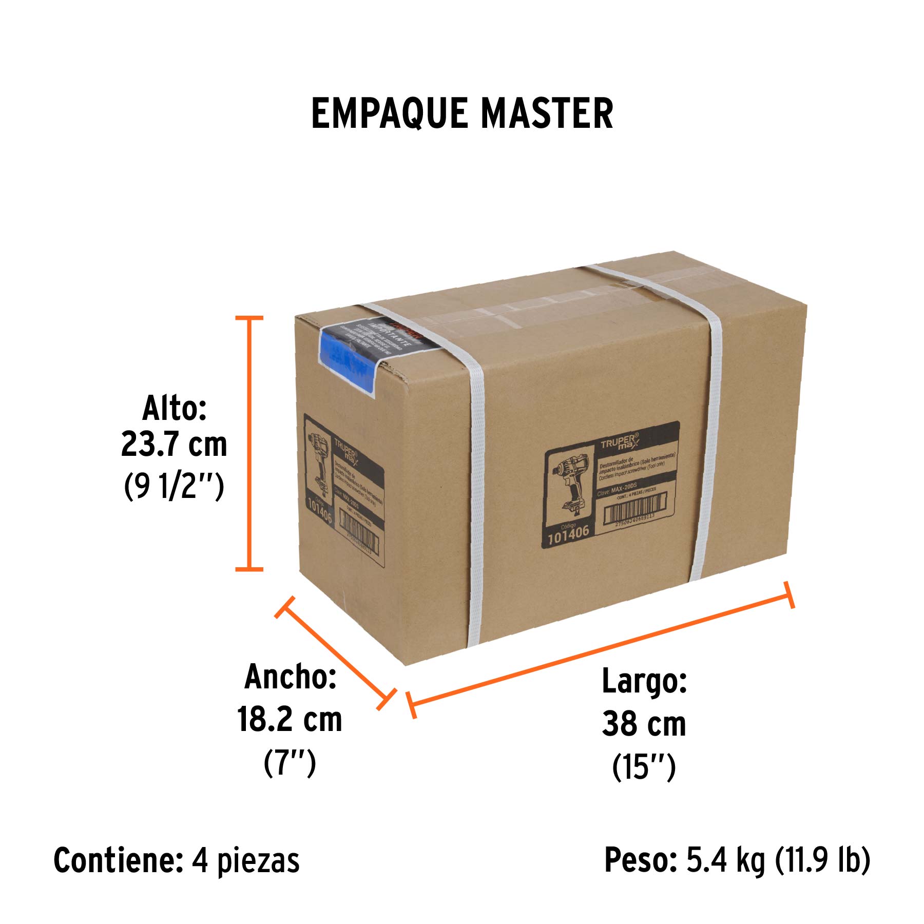 Destornillador de impacto 1/4' 20 V Truper MAX, sin batería