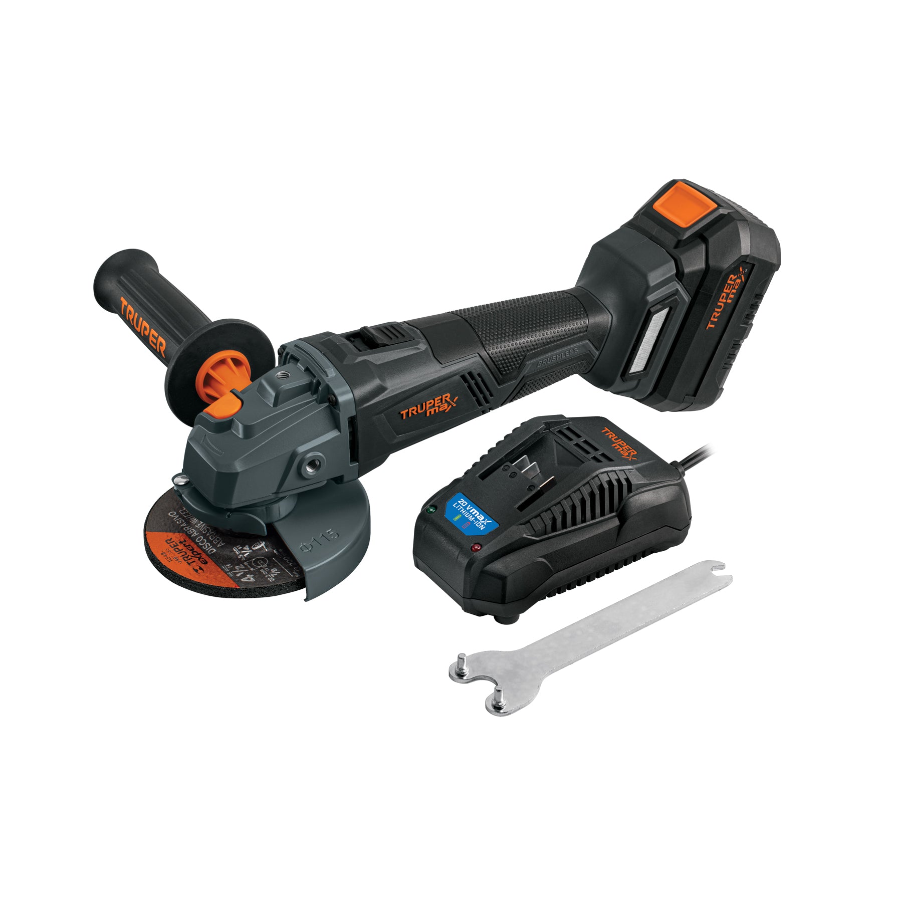Esmeriladora angular inalámbrica 4-1/2', 20V, sin carbones