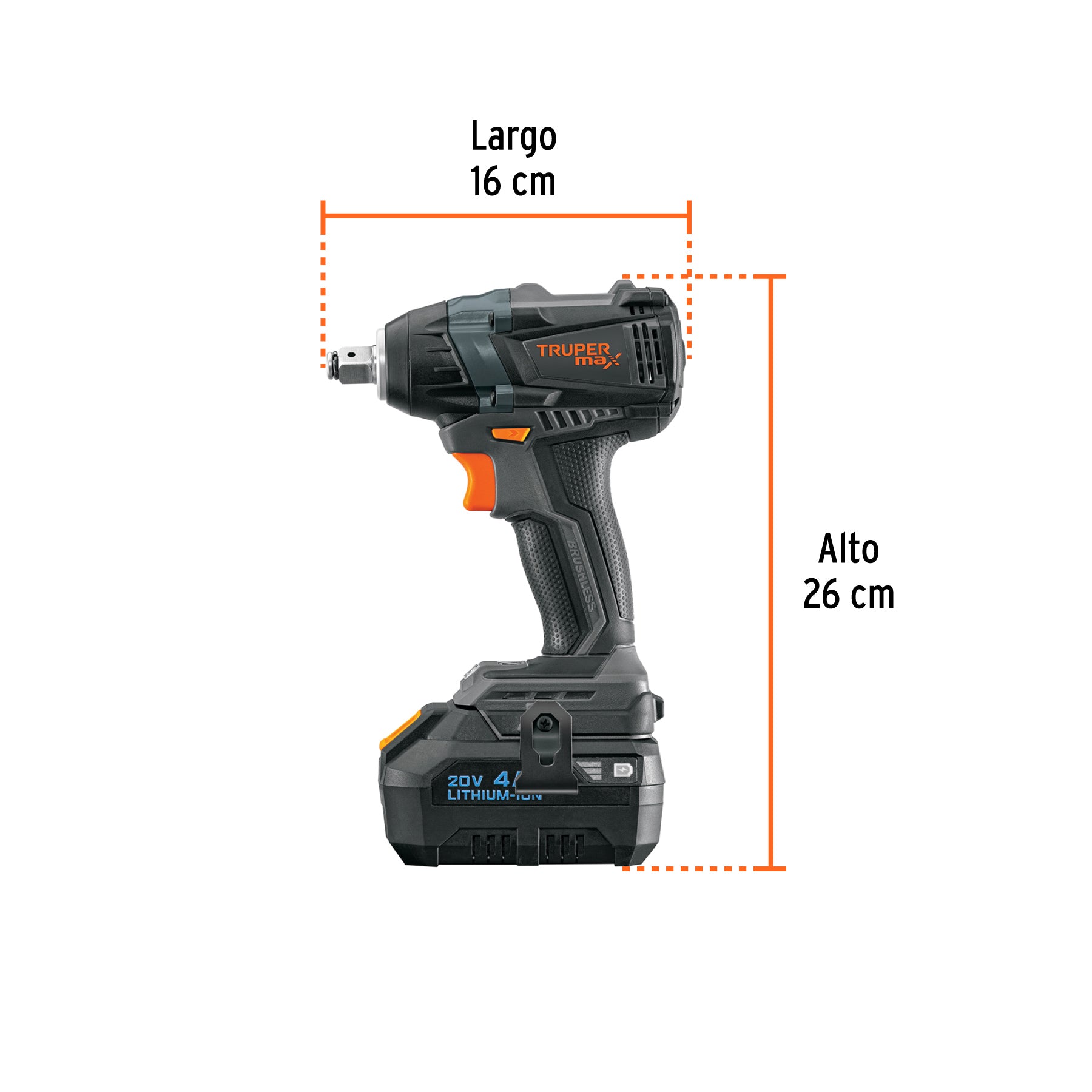 Llave de impacto inalámbrica 1/2' 20 V Truper MAX