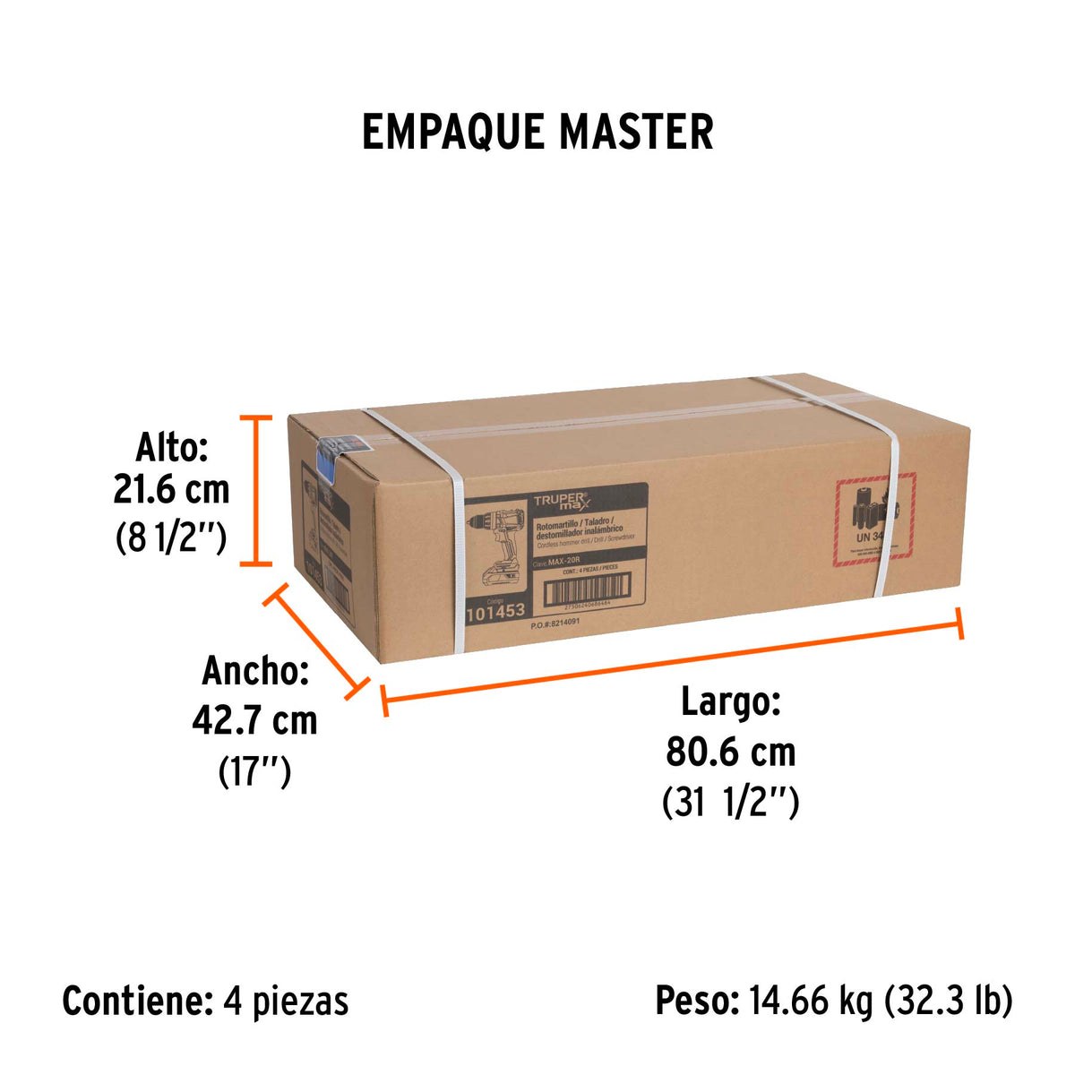 Rotomartillo 1/2", 20V, 2 baterías 2Ah, MAX