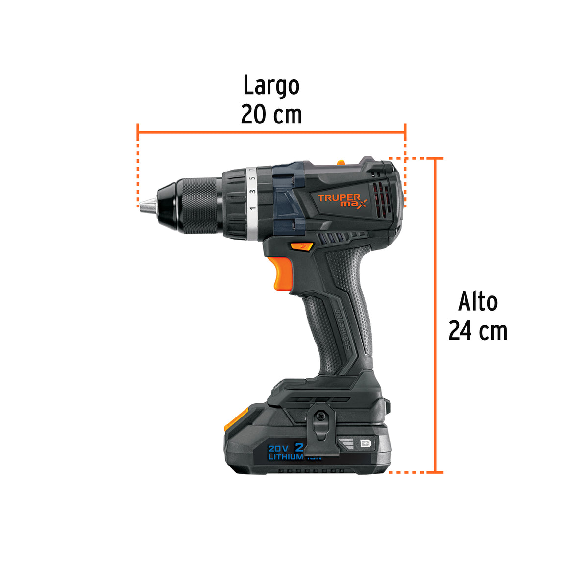 Rotomartillo 1/2", 20V, 2 baterías 2Ah, MAX