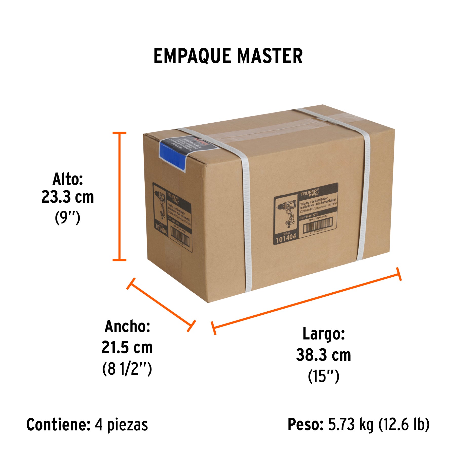 Taladro inalámbrico 1/2' 20 V Truper MAX, sin batería