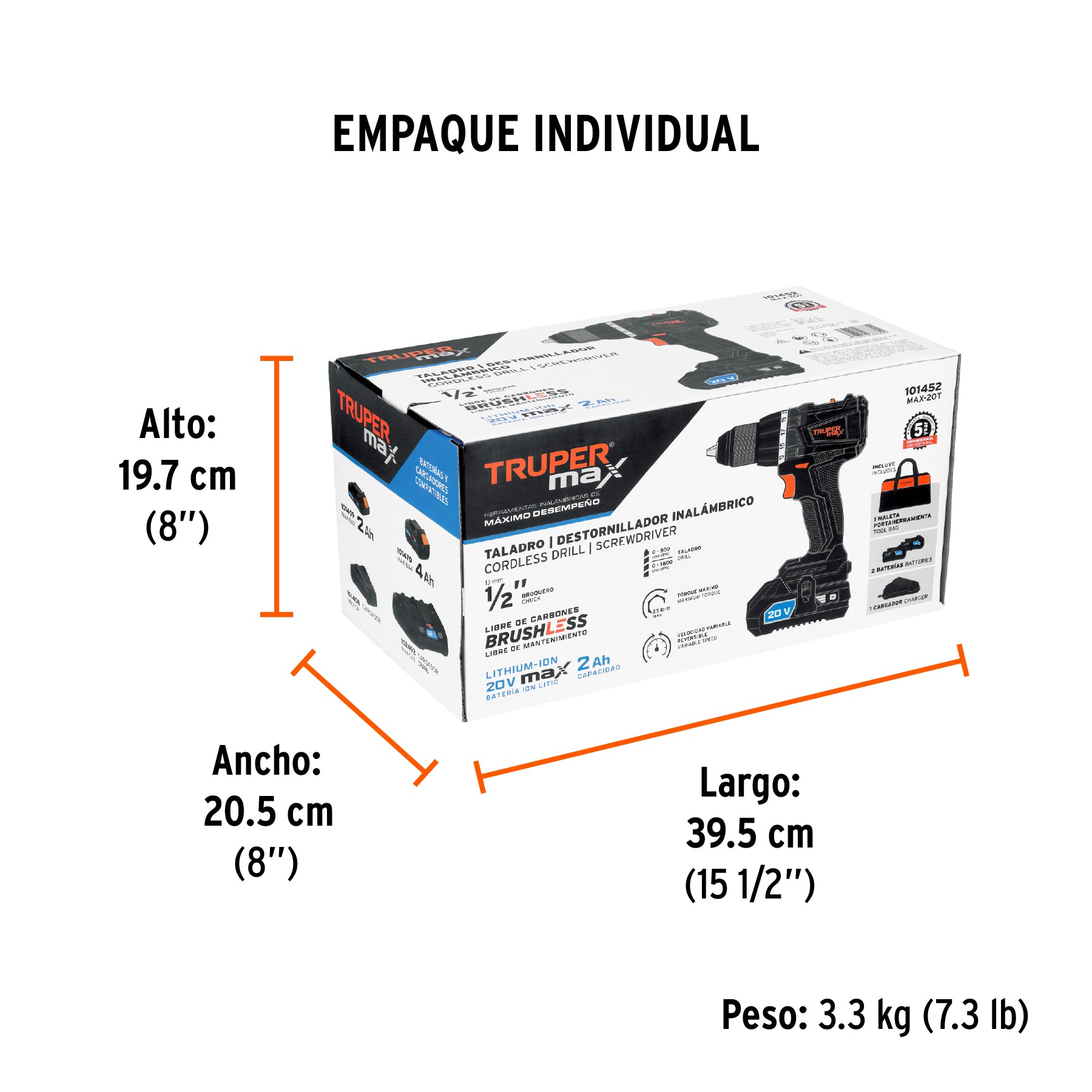 Taladro inalámbrico 1/2' 20 V Truper MAX