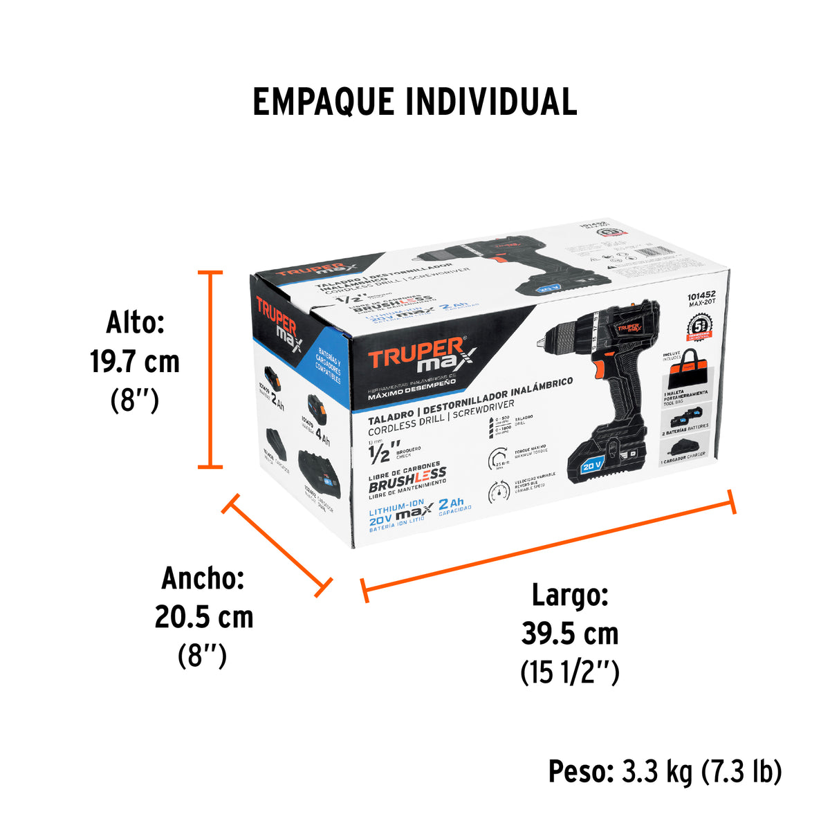 Taladro inalámbrico 1/2' 20 V Truper MAX