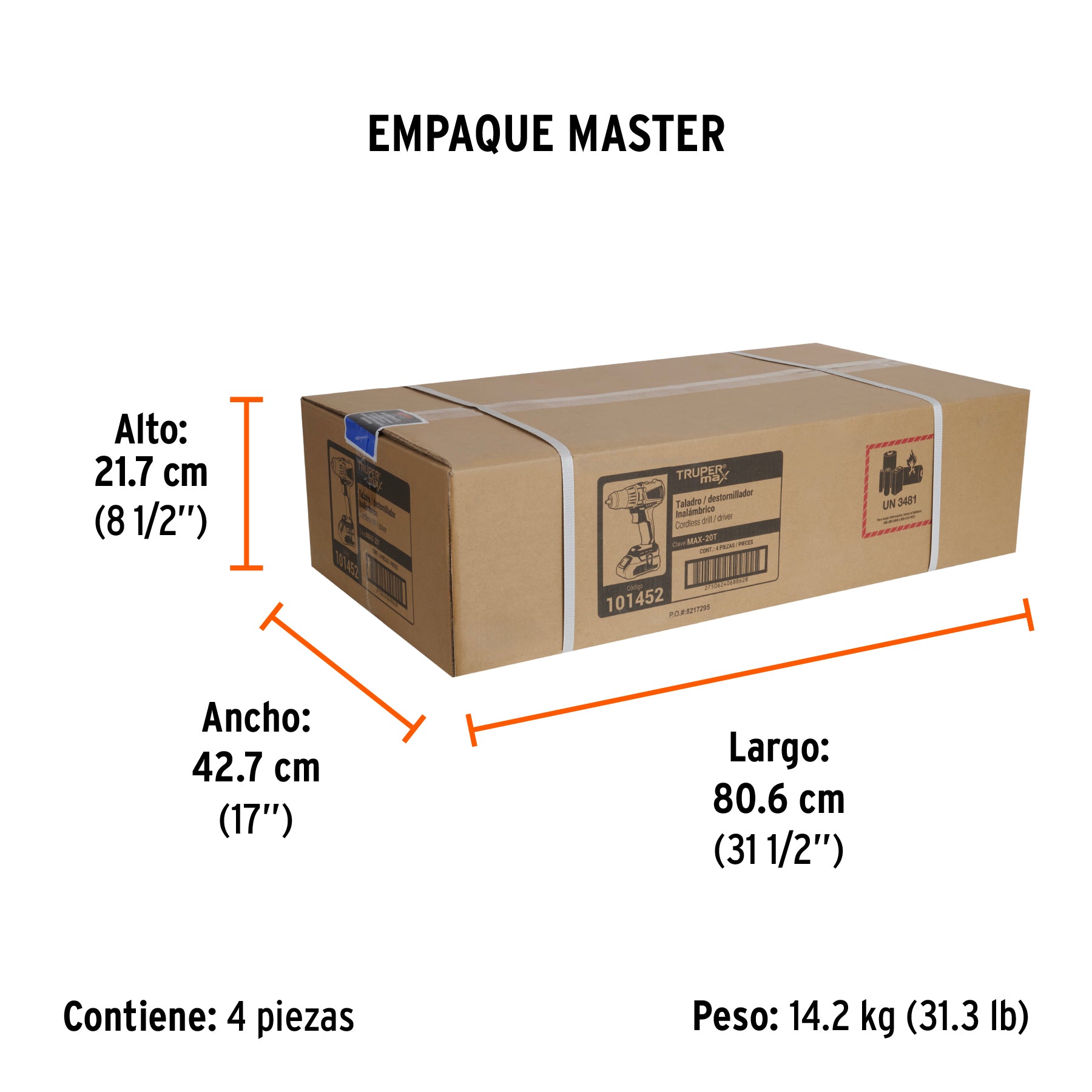 Taladro inalámbrico 1/2' 20 V Truper MAX