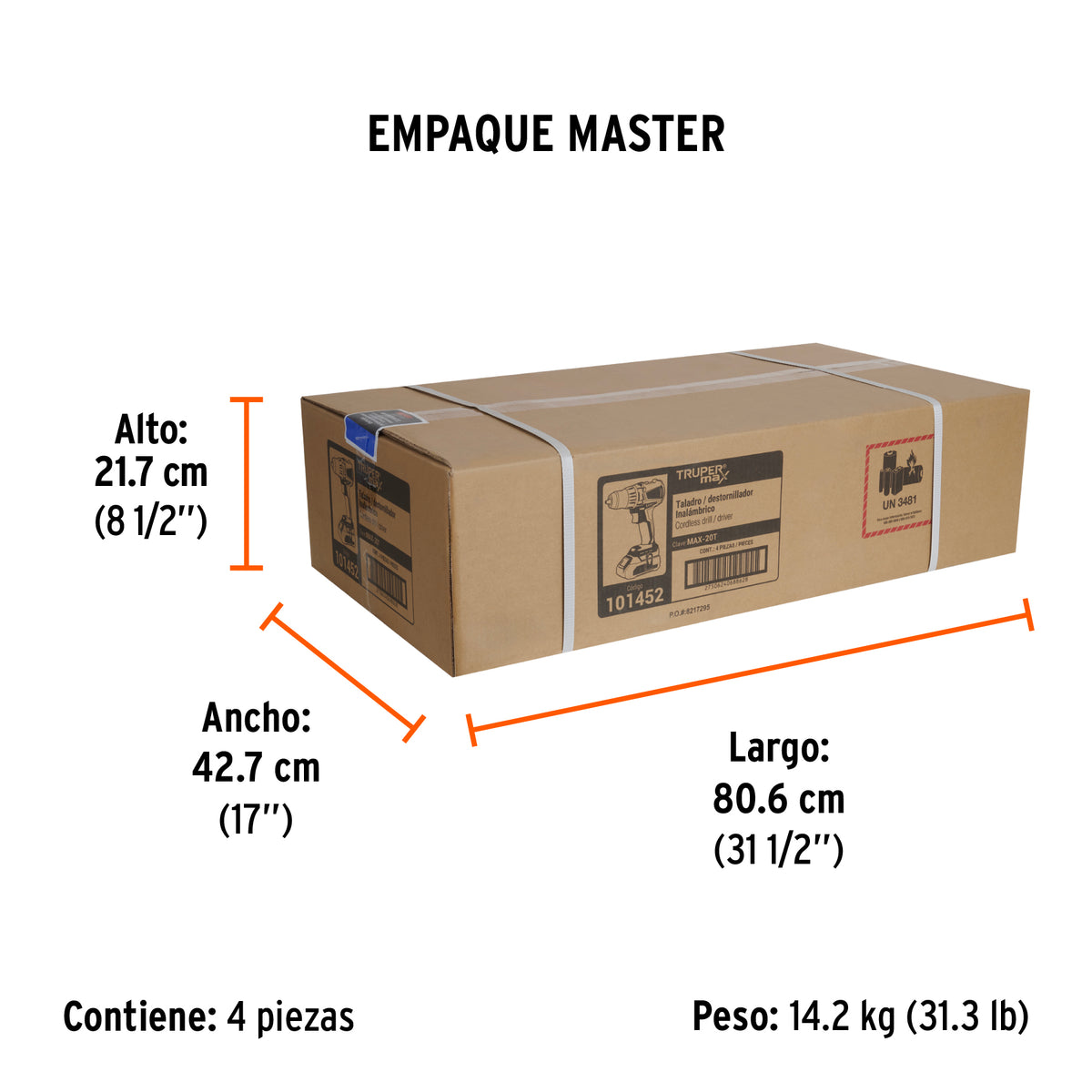 Taladro inalámbrico 1/2' 20 V Truper MAX