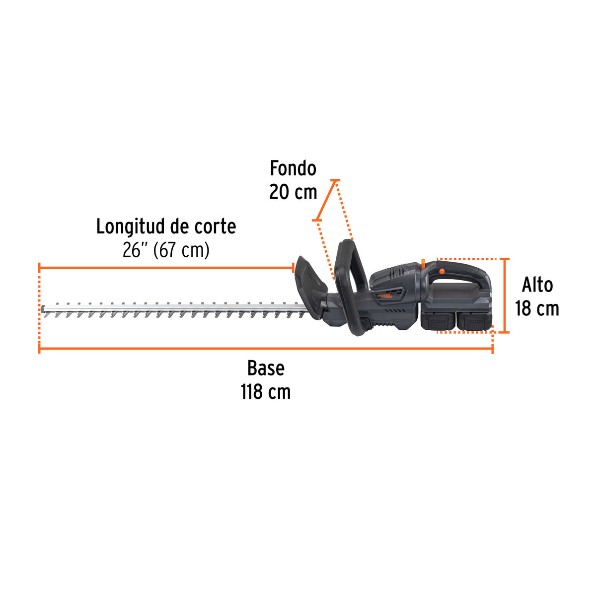 Cortasetos inalámbrico 40V, 2 baterías 4Ah, 1 carg.dual, MAX