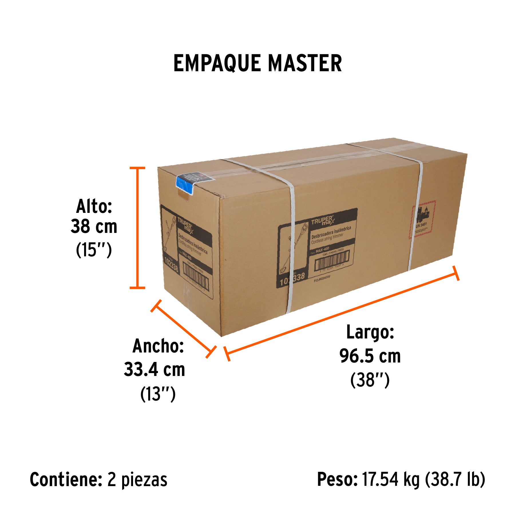 Desbrozadora inalámbrica 13', 40 V, sin carbones, Truper MAX