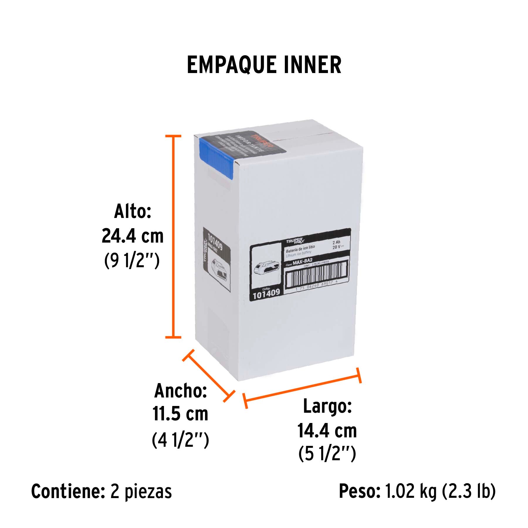 Batería ion litio Truper MAX 20V, 2Ah