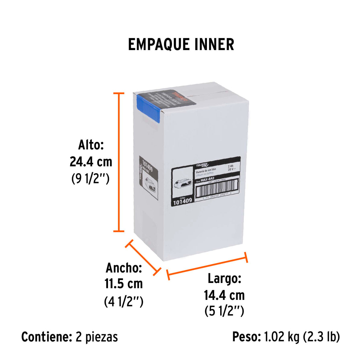 Batería ion litio Truper MAX 20V, 2Ah