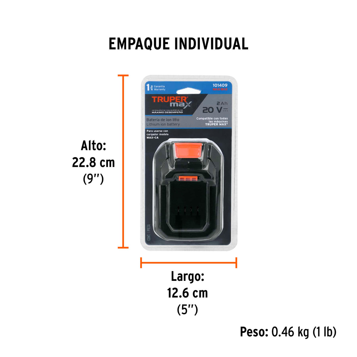 Batería ion litio Truper MAX 20V, 2Ah