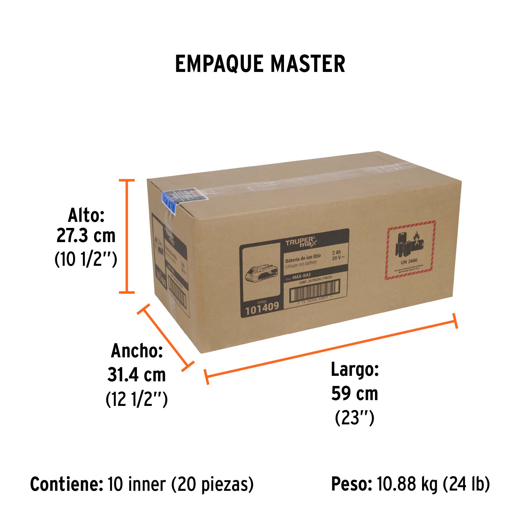 Batería ion litio Truper MAX 20V, 2Ah