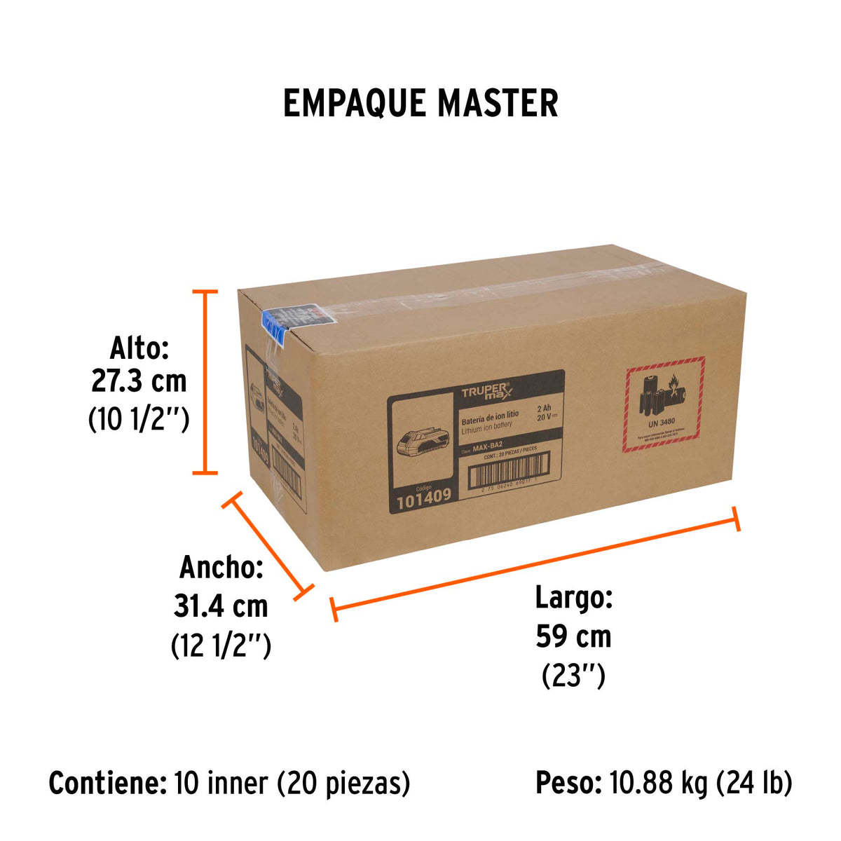 Batería ion litio Truper MAX 20V, 2Ah