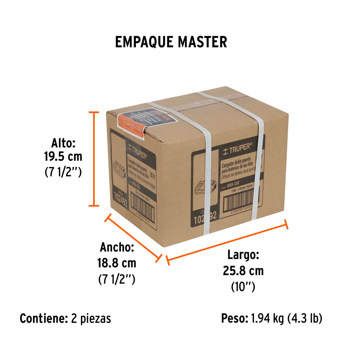 Cargador 20V dual, Truper MAX