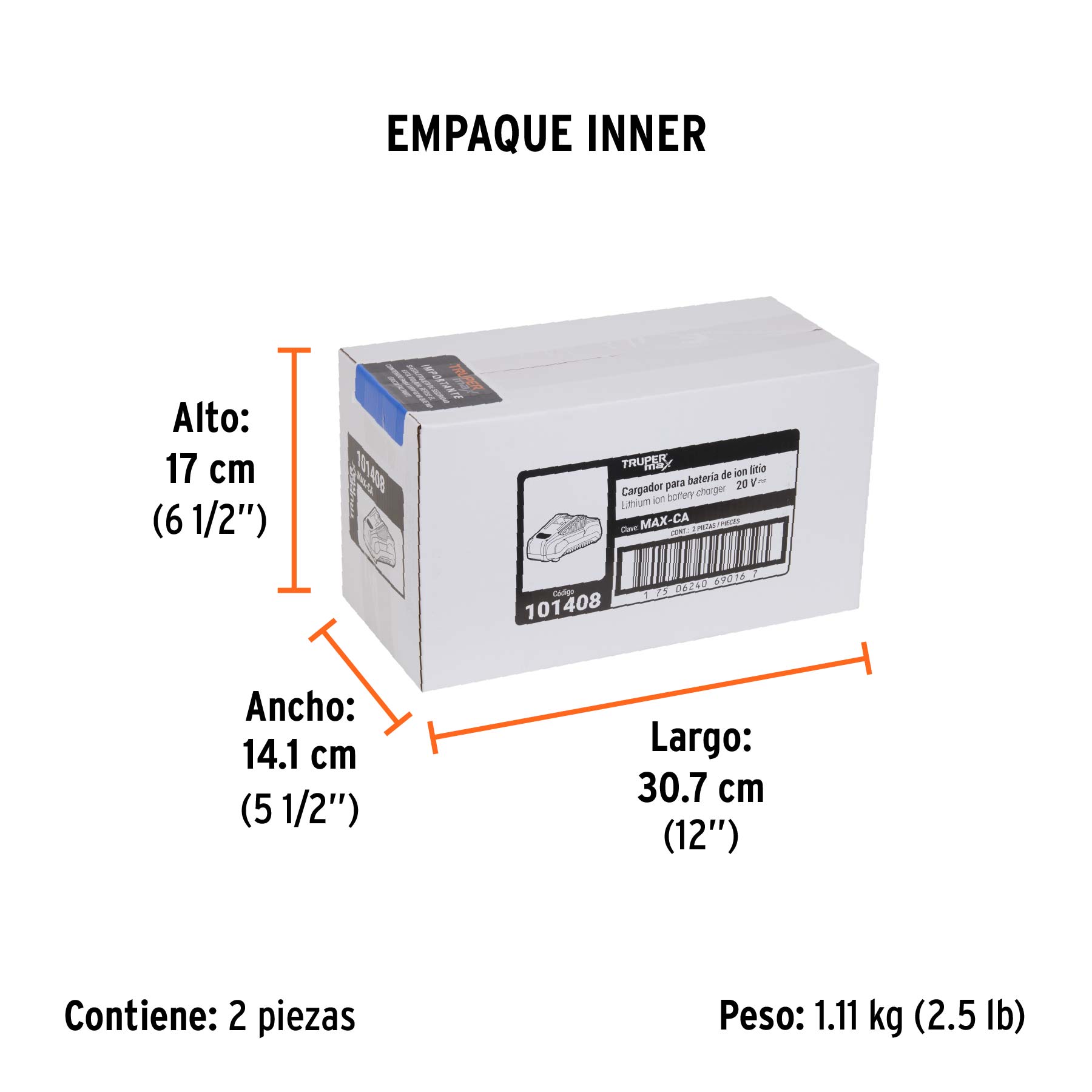 Cargador de baterías ion litio Truper MAX de 20 V 127V