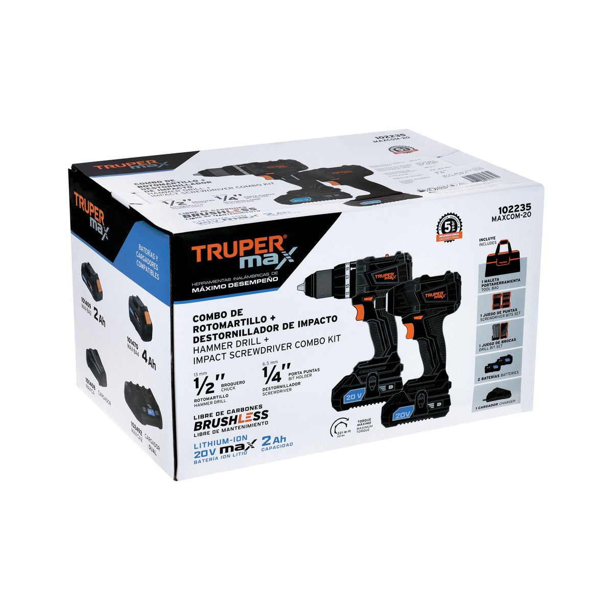 Combo rotomartillo y destornillador de impacto, 20V, MAX