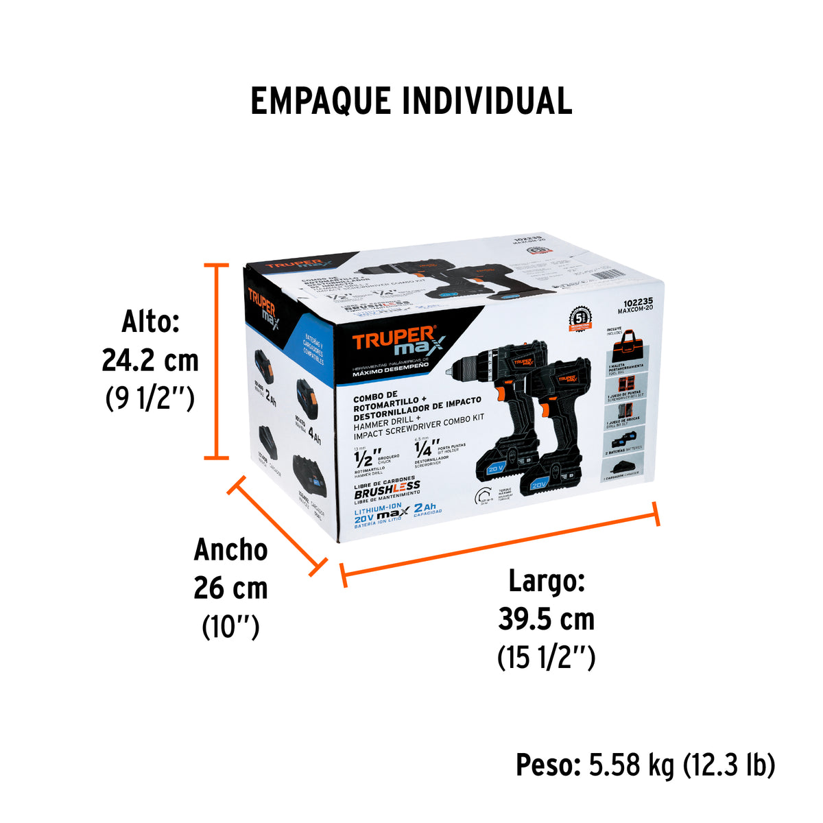 Combo rotomartillo y destornillador de impacto, 20V, MAX