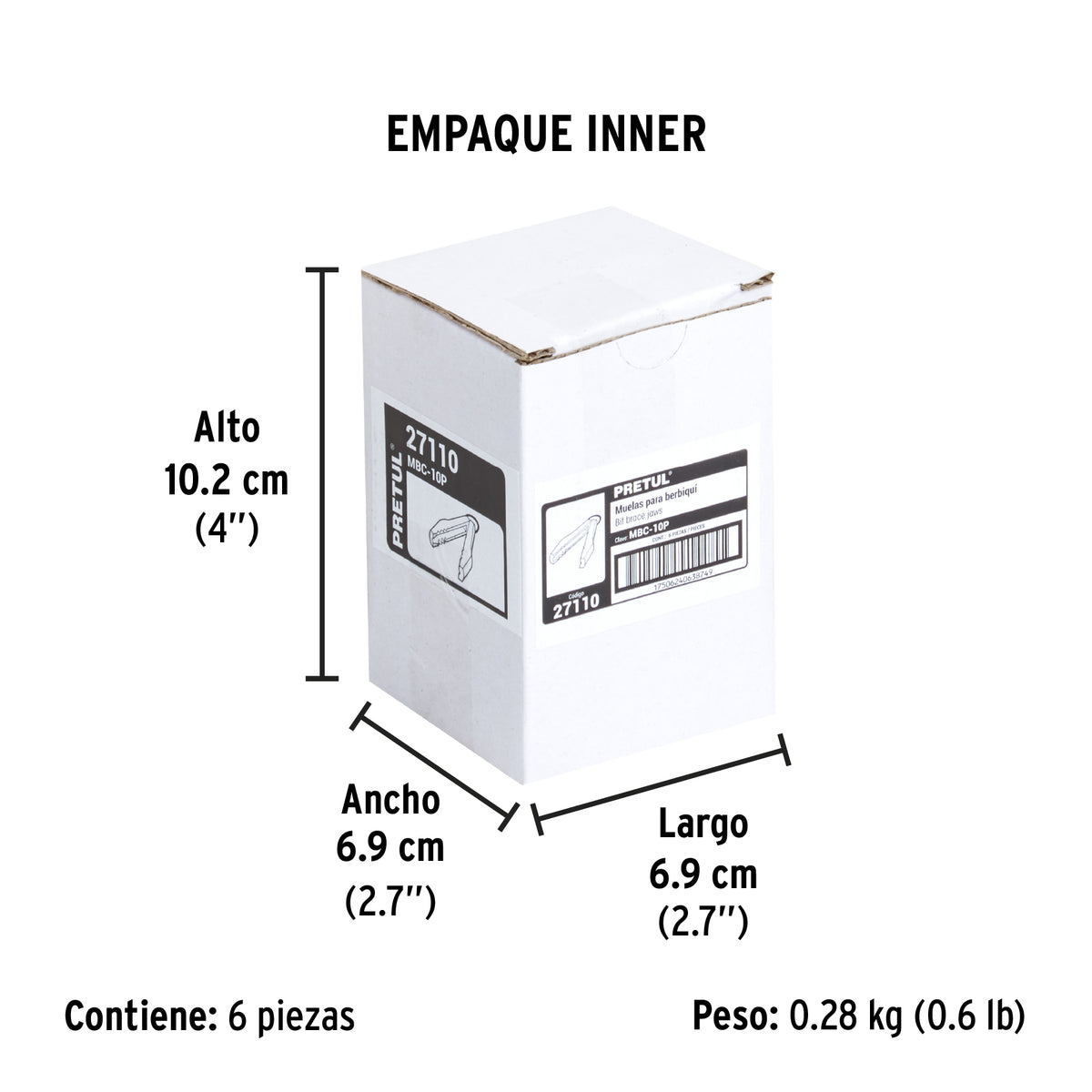Muelas para berbiquí, 12", Pretul