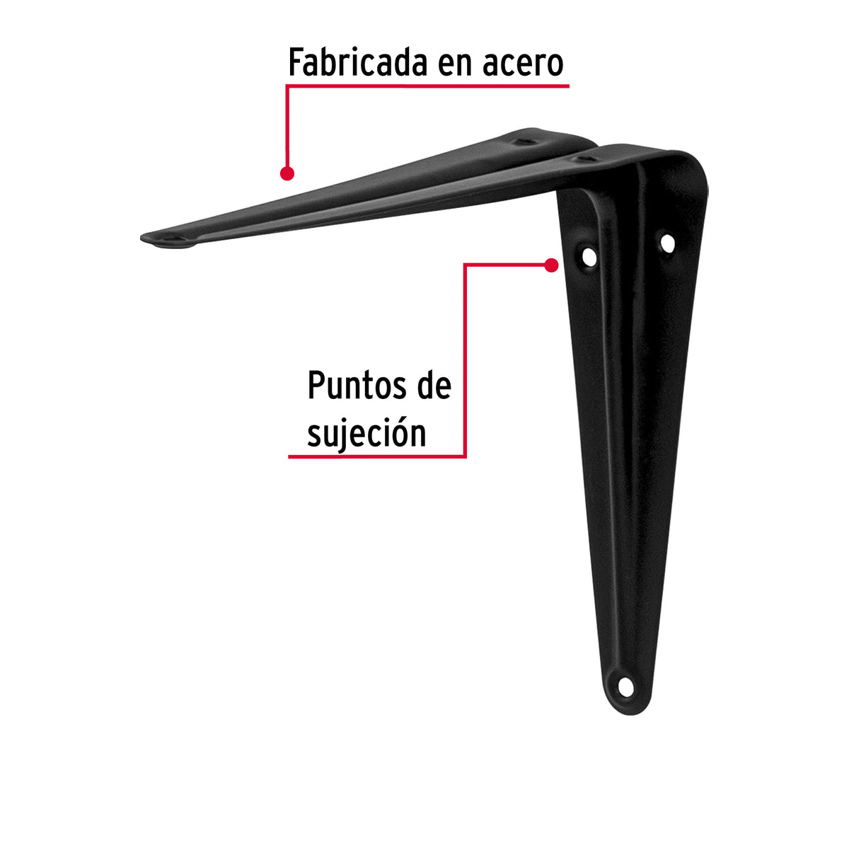 Ménsulas de acero, 5 x 6", negras
