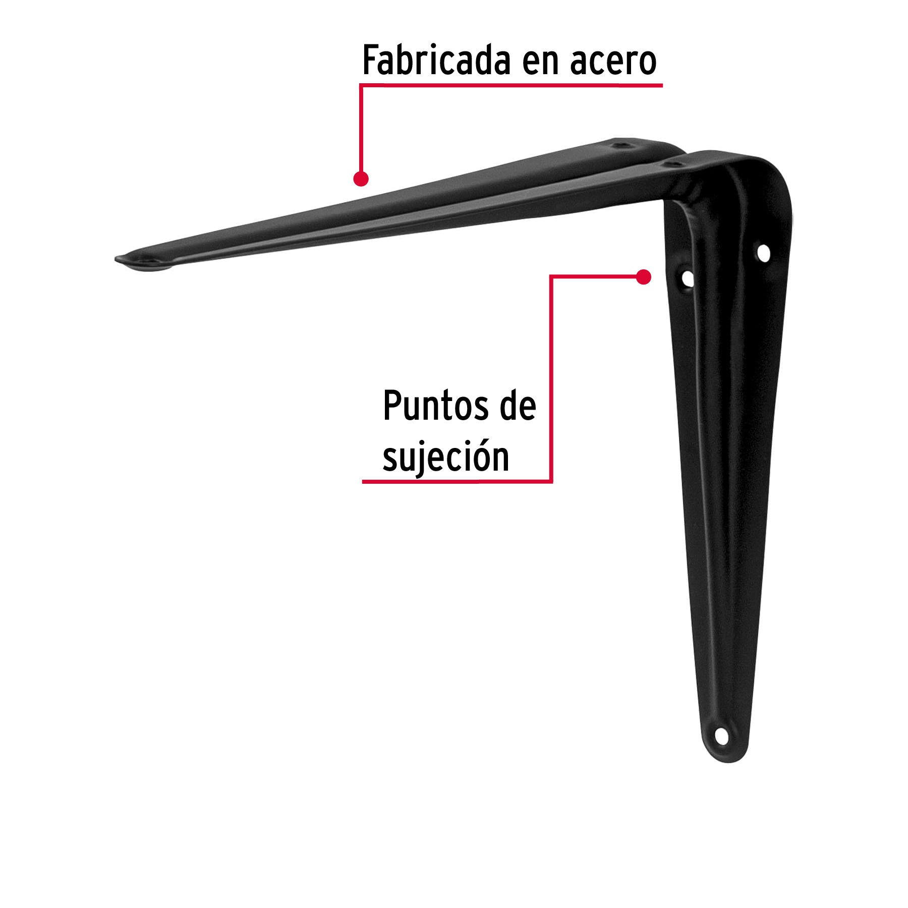 Ménsulas de acero, 6 x 8", negras