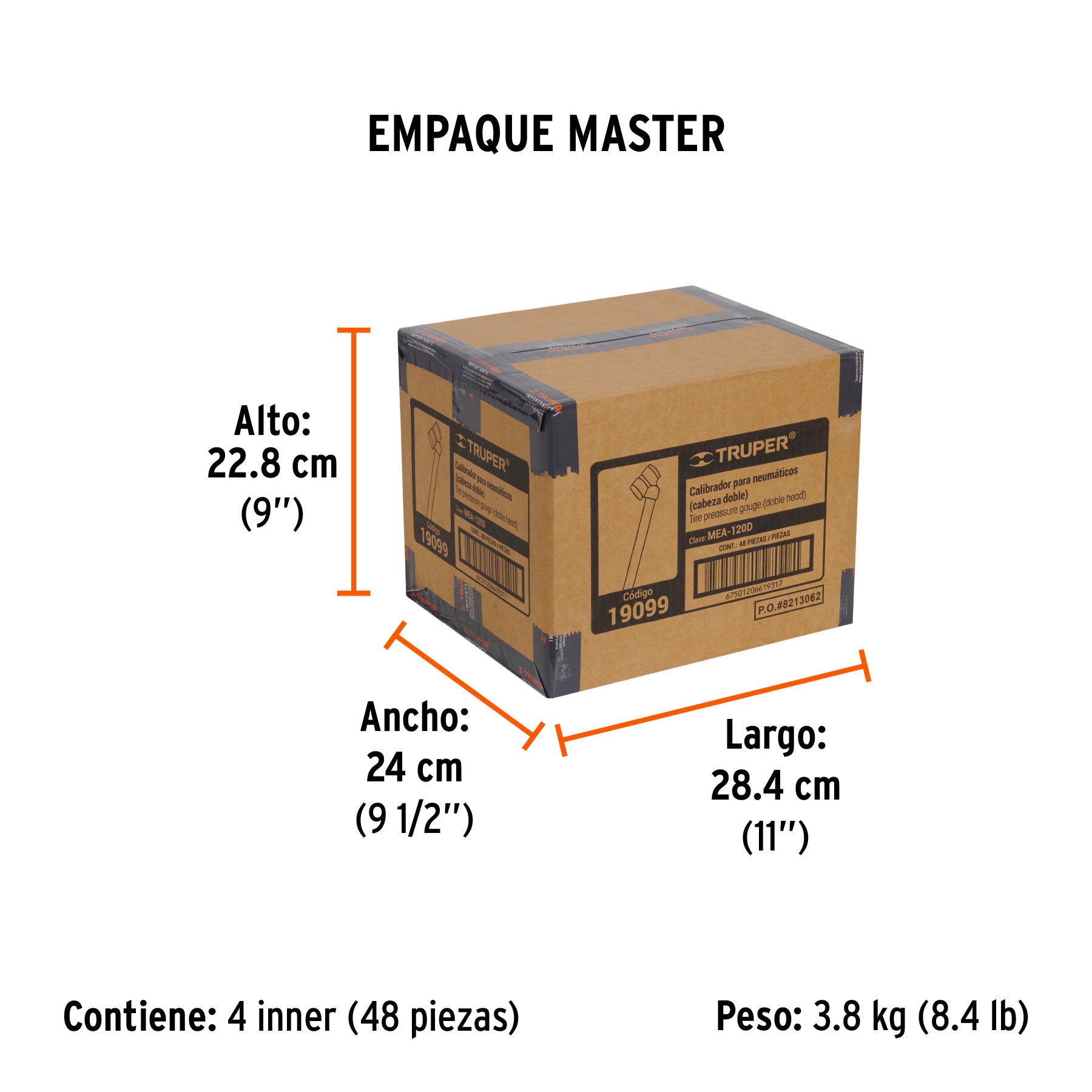 Medidor de presión 120 lbs, cabeza doble