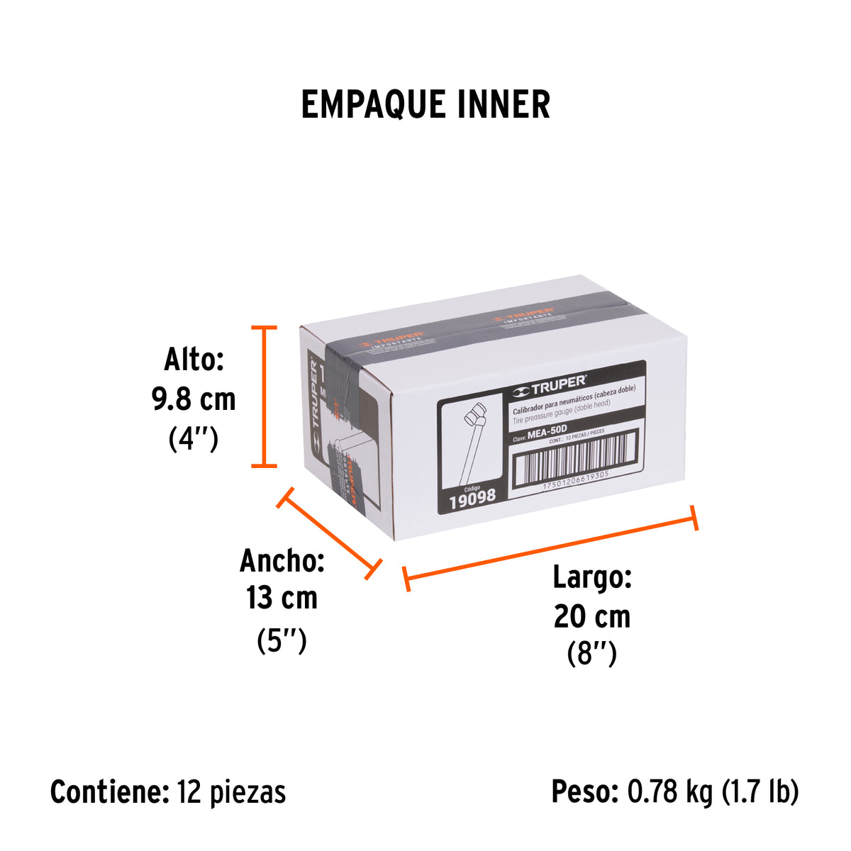 Medidor de presión 50 lbs, cabeza doble